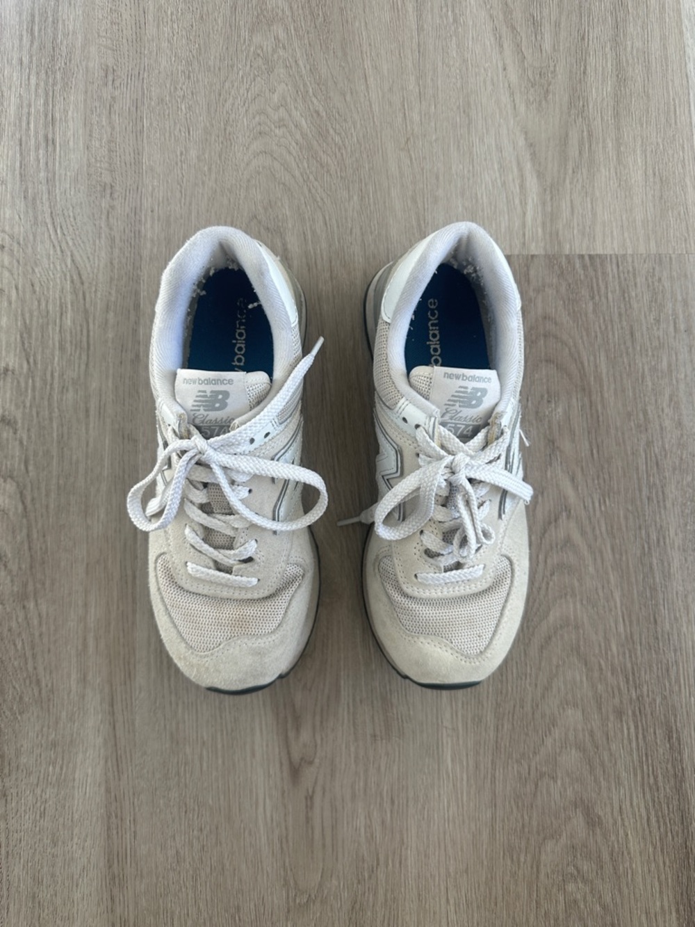 New Balance Neutral Cream Suede & Mesh Sneakers